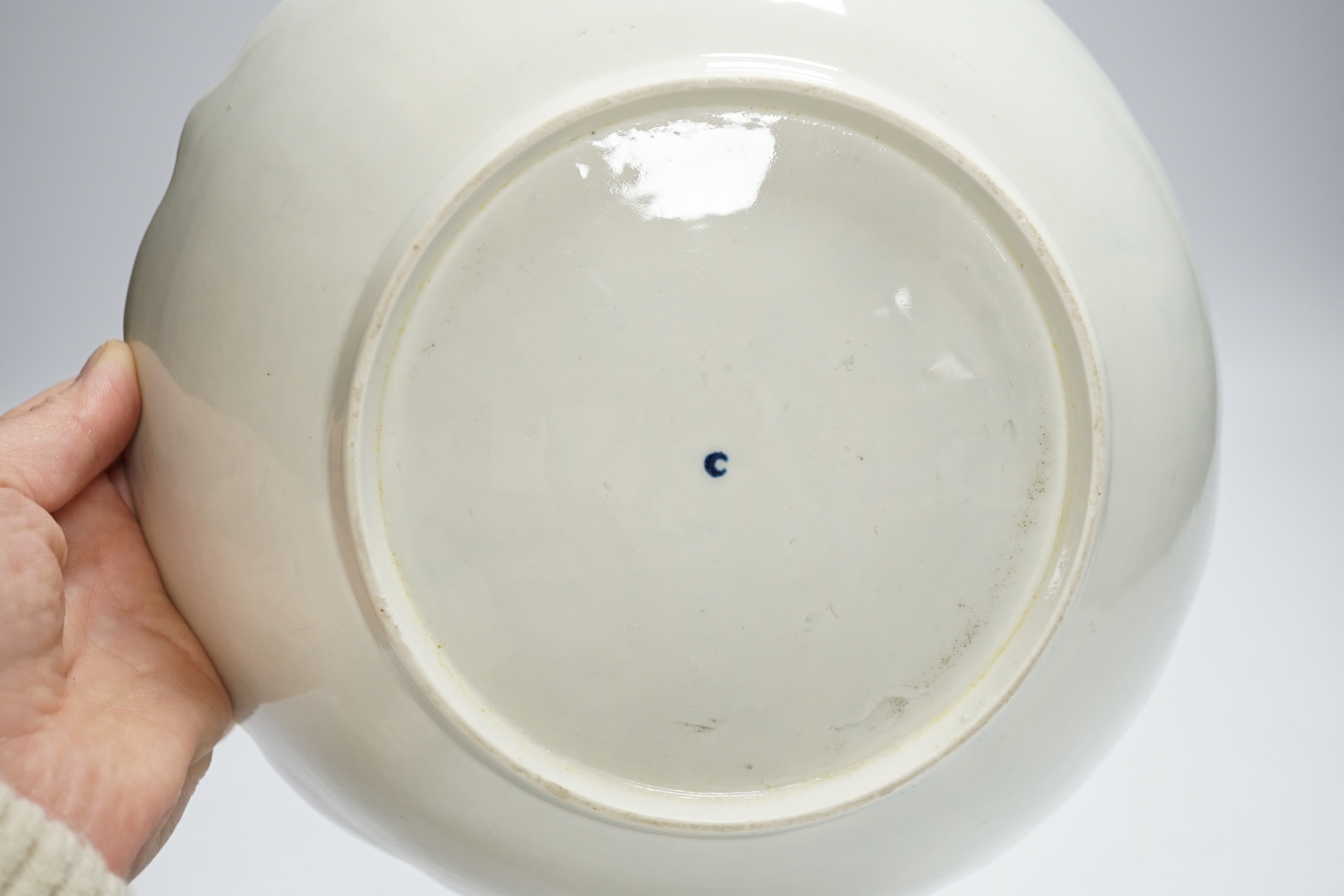 A Worcester Natural sprays junket dish c.1765, 23cm in diameter